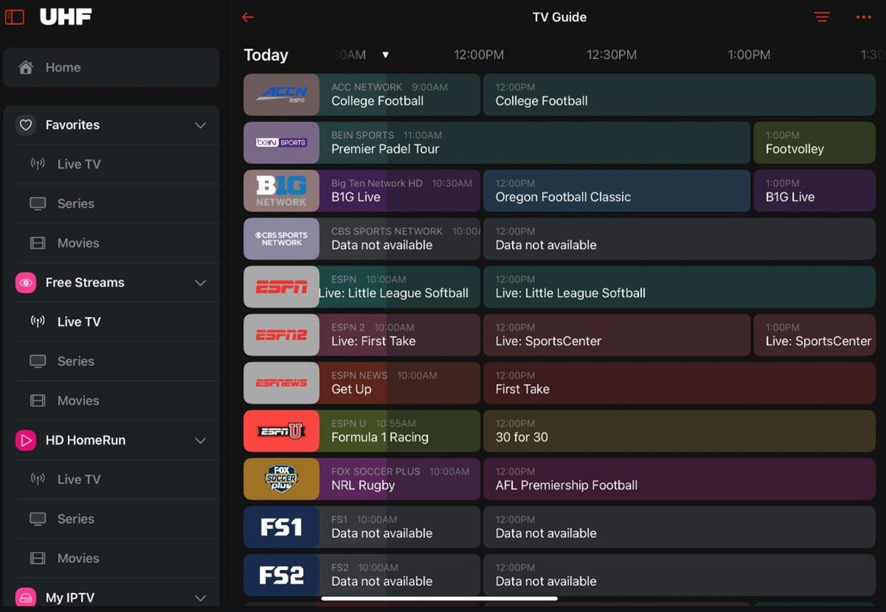 Live TV channels in UHF IPTV
