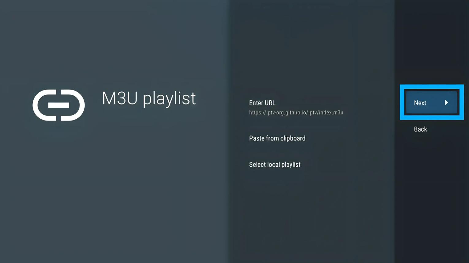 Enter M3U URL in TiviMate
